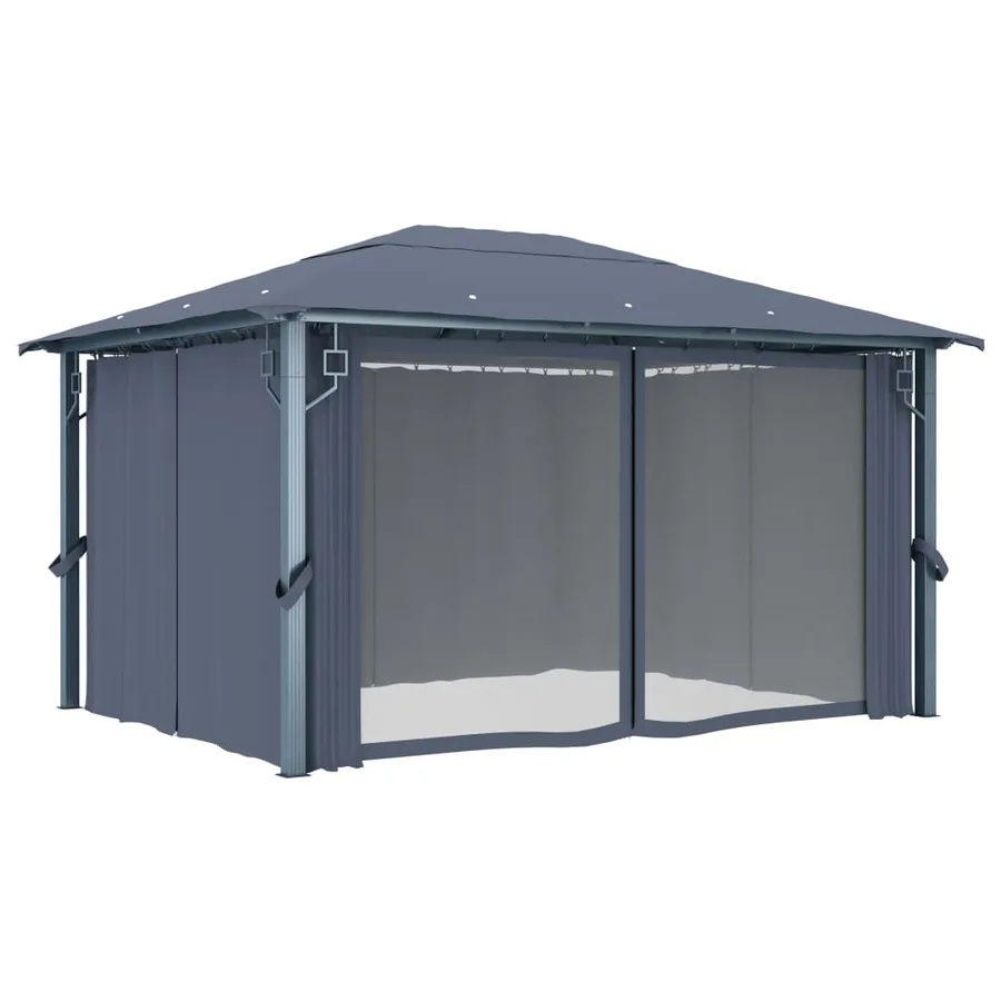 Tonnelle avec rideau 400x300 cm Anthracite Aluminium - 3
