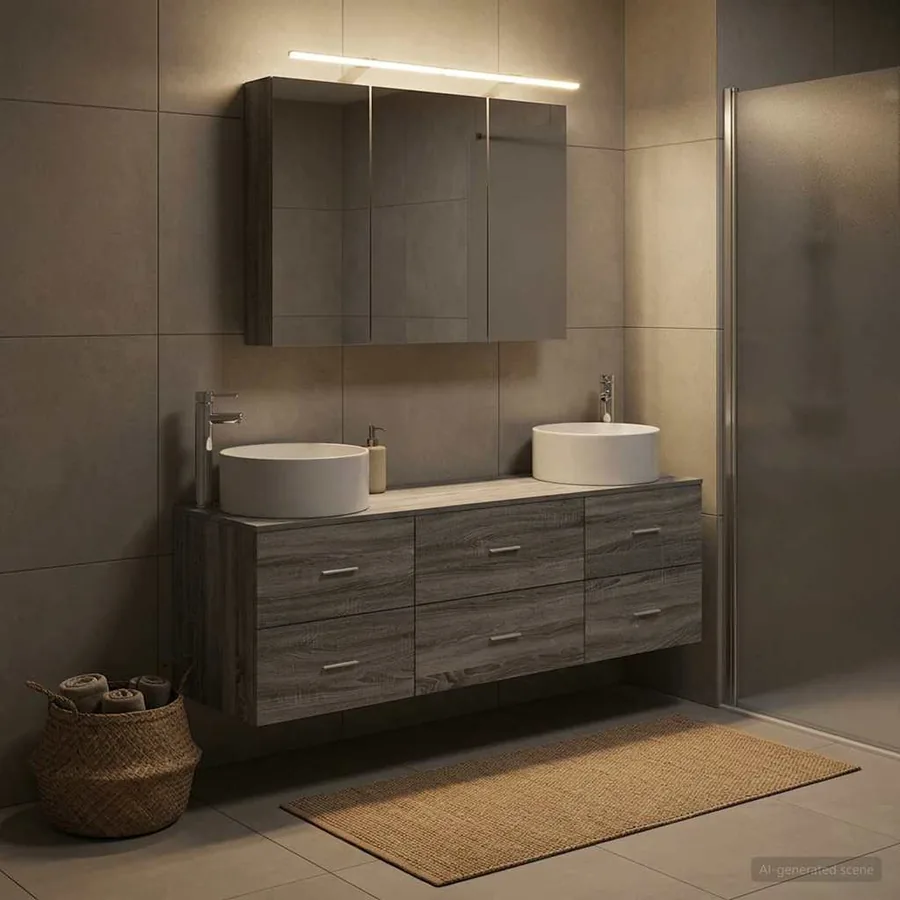 Ensemble de mobilier de salle de bain 4 pcs Sonoma gris