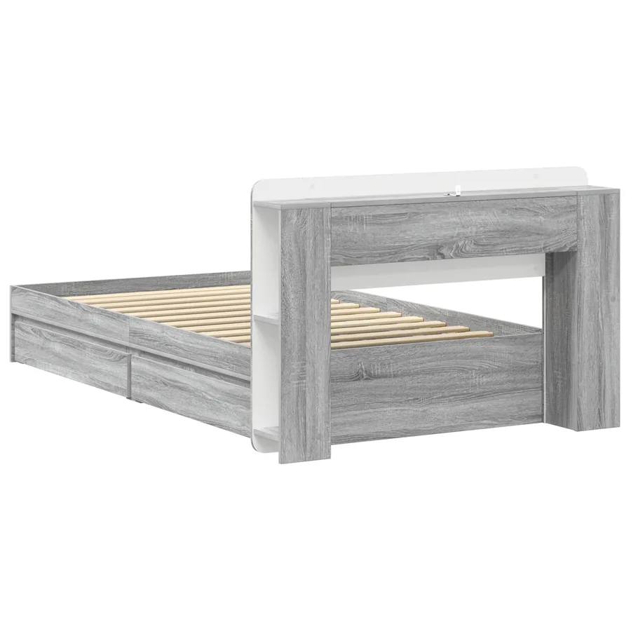 Cadre de lit avec rangement avec tiroir Sonoma gris 90 x 190 cm - 6
