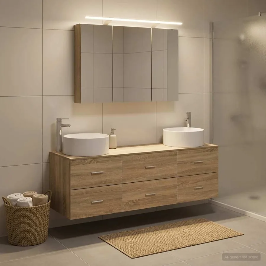 Ensemble de mobilier de salle de bain 4 pcs Chêne Sonoma