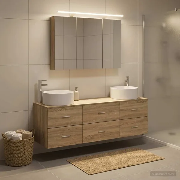 Ensemble de mobilier de salle de bain 4 pcs Chêne Sonoma