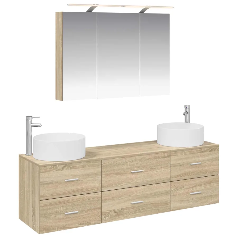 Ensemble de mobilier de salle de bain 4 pcs Chêne Sonoma - 2