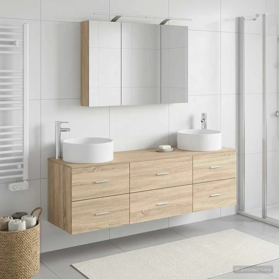 Ensemble de mobilier de salle de bain 4 pcs Chêne Sonoma - 4