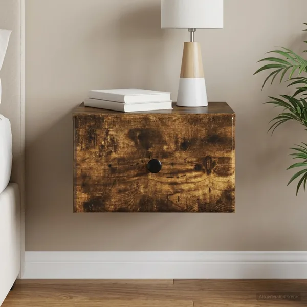 Cabinet de chevet mural Chêne fumé 34,5 x 33 x 20 cm