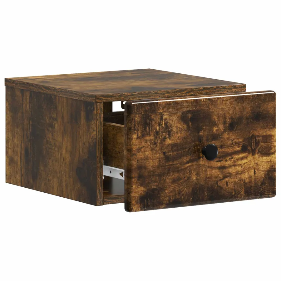 Cabinet de chevet mural Chêne fumé 34,5 x 33 x 20 cm - 4