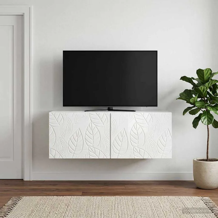 Meuble TV mural 59,5 x 41 x 30 cm Blanc brillant