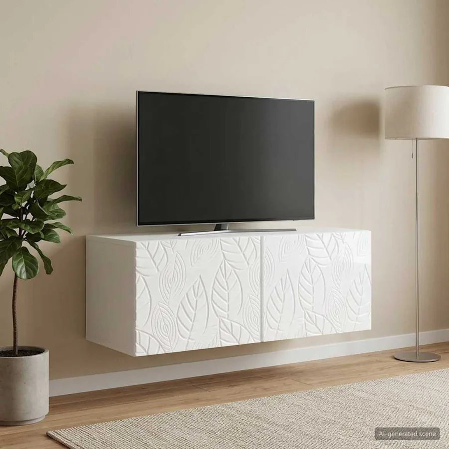 Meuble TV mural 59,5 x 41 x 30 cm Blanc brillant - 3