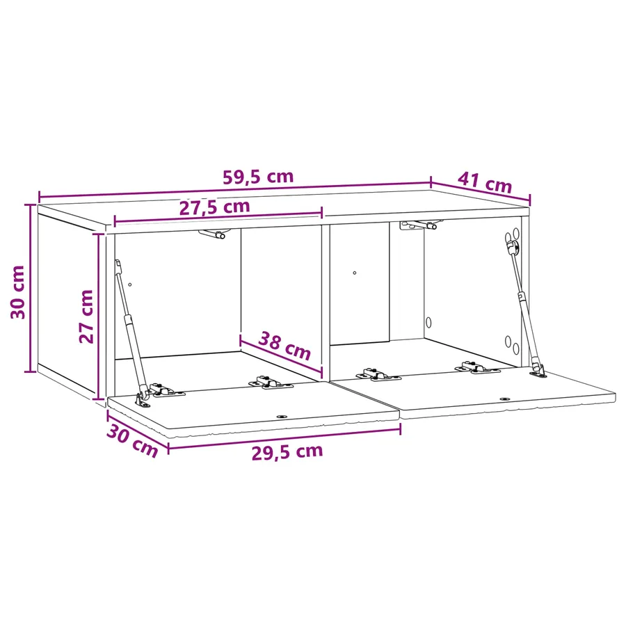 Meuble TV mural 59,5 x 41 x 30 cm Blanc brillant - 8