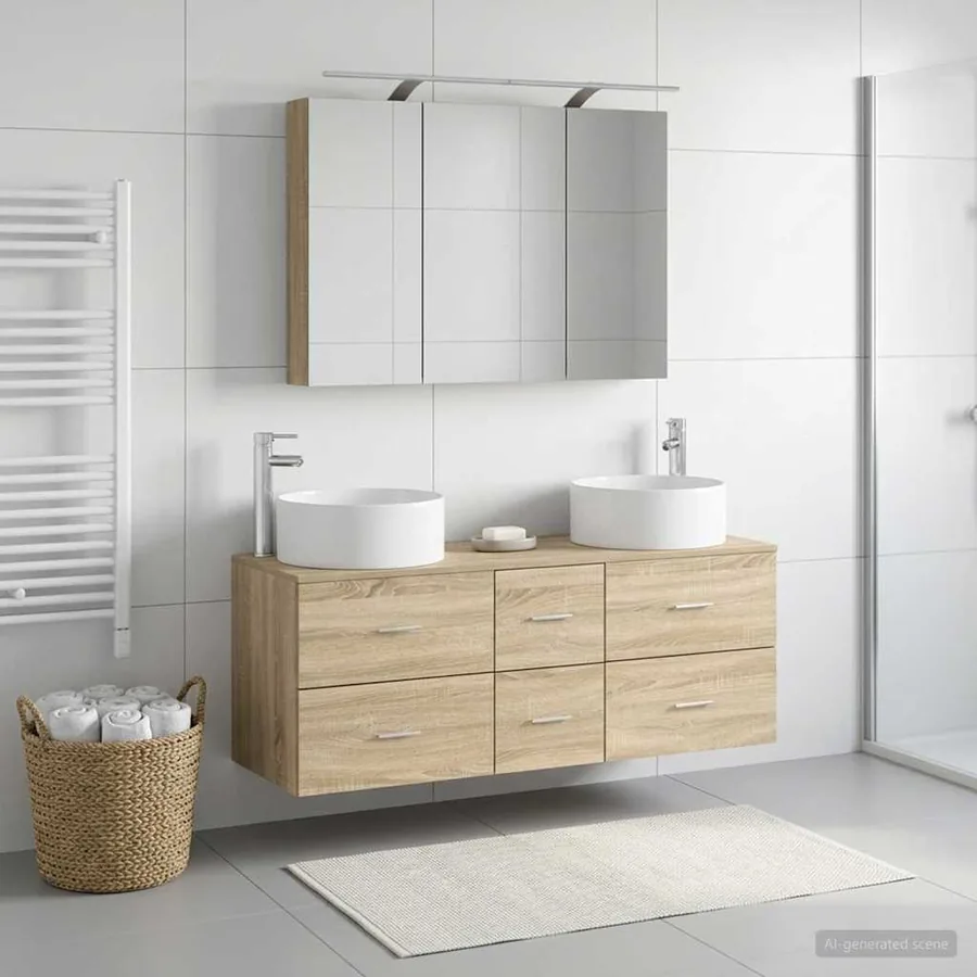 Ensemble de mobilier de salle de bain 4 pcs Chêne Sonoma