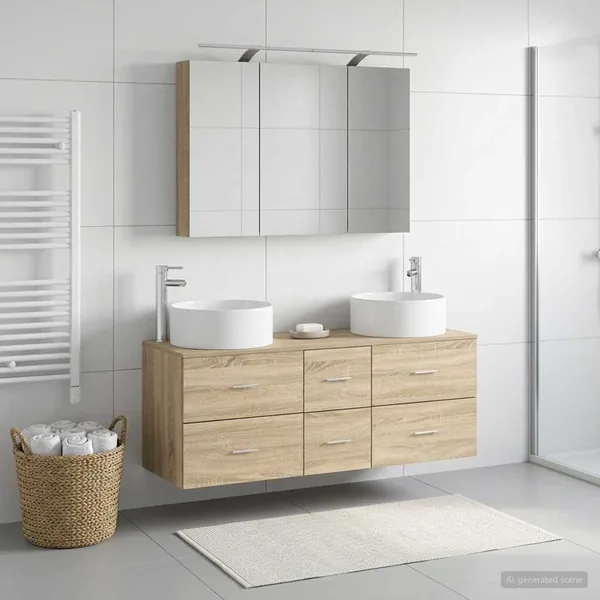 Ensemble de mobilier de salle de bain 4 pcs Chêne Sonoma