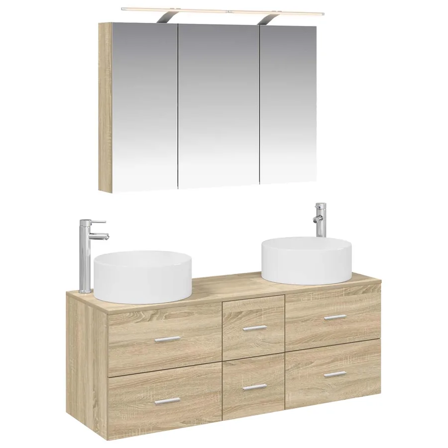 Ensemble de mobilier de salle de bain 4 pcs Chêne Sonoma - 2