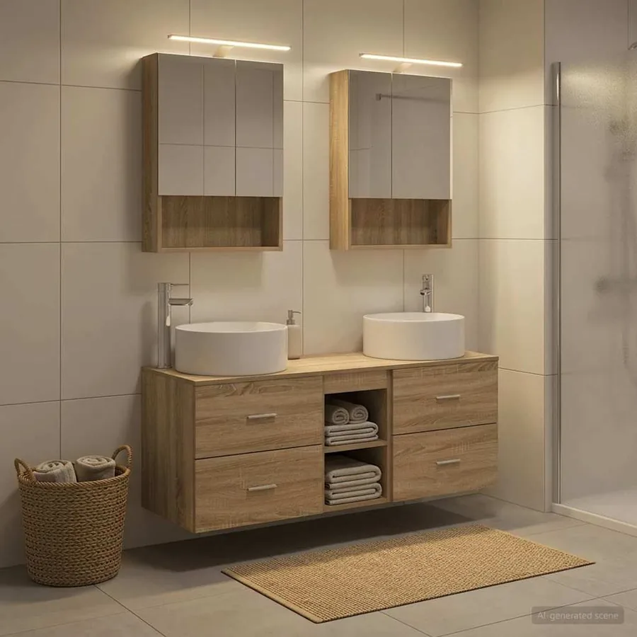 Ensemble de mobilier de salle de bain 5 pcs Chêne Sonoma