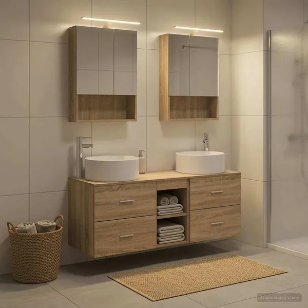 Ensemble de mobilier de salle de bain 5 pcs Chêne Sonoma