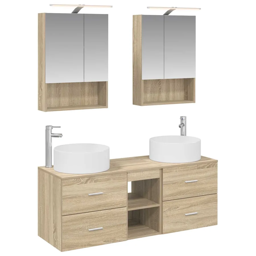 Ensemble de mobilier de salle de bain 5 pcs Chêne Sonoma - 2