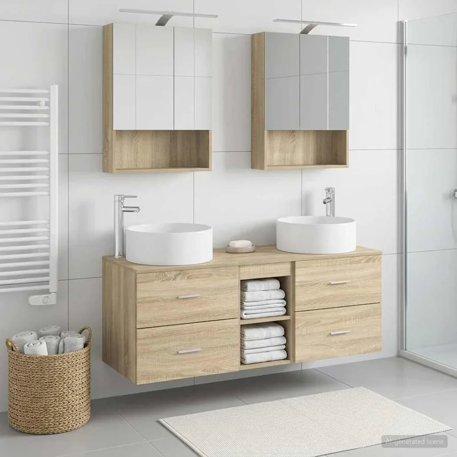 Ensemble de mobilier de salle de bain 5 pcs Chêne Sonoma - 4