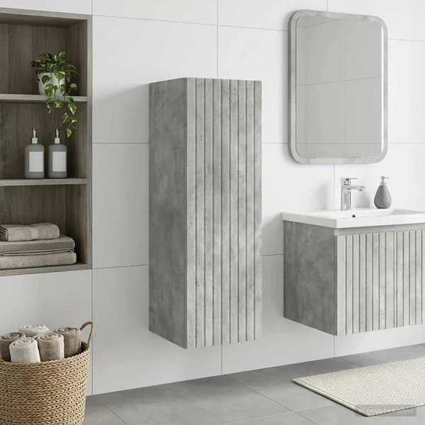 Cabinet de Salle de Bain Mural Gris béton 33 x 34,5 x 60 cm