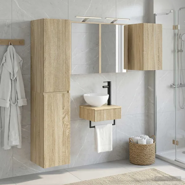 Ensemble de mobilier de salle de bain 5 pcs Chêne Sonoma