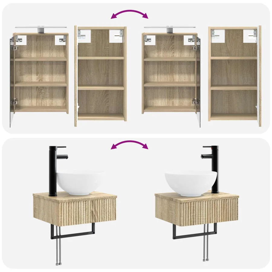 Ensemble de mobilier de salle de bain 5 pcs Chêne Sonoma - 14