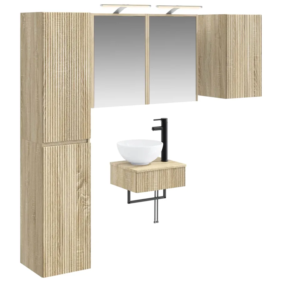 Ensemble de mobilier de salle de bain 5 pcs Chêne Sonoma - 2