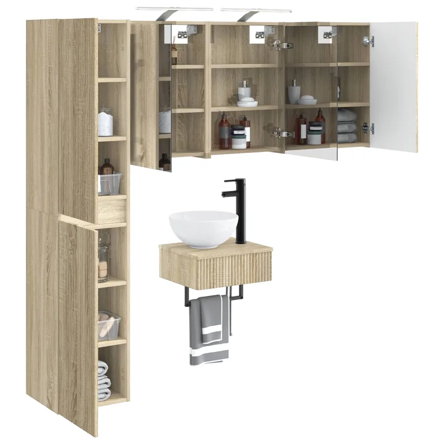 Ensemble de mobilier de salle de bain 5 pcs Chêne Sonoma - 3