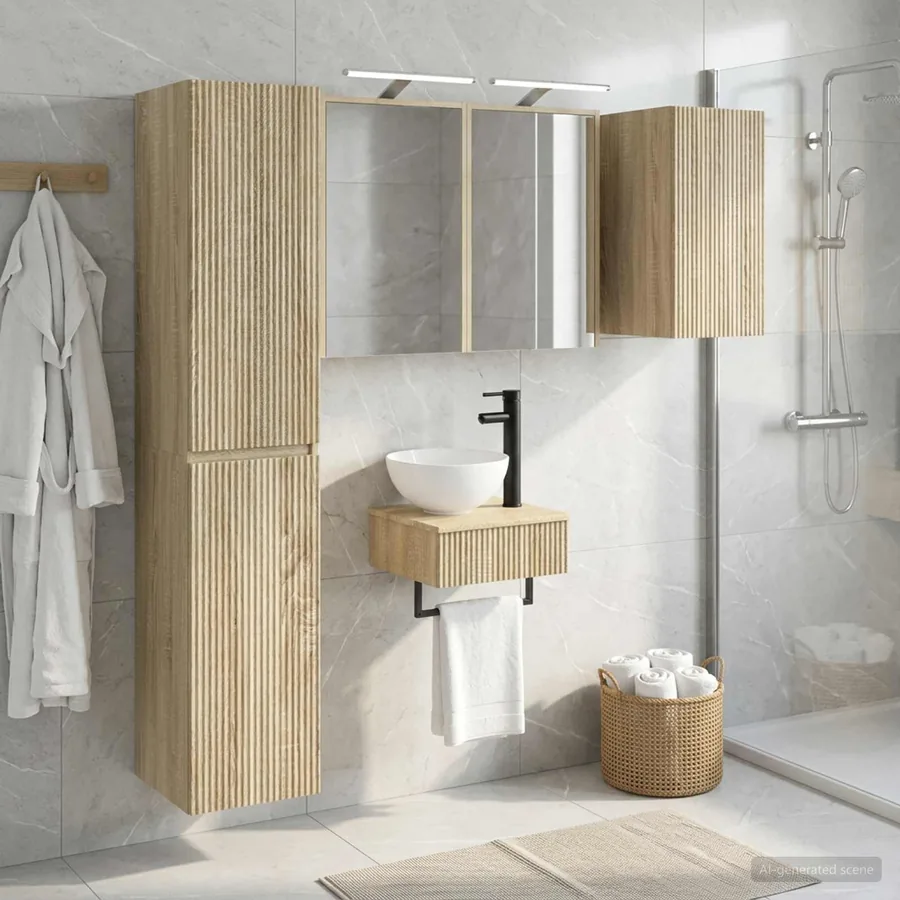 Ensemble de mobilier de salle de bain 5 pcs Chêne Sonoma - 4