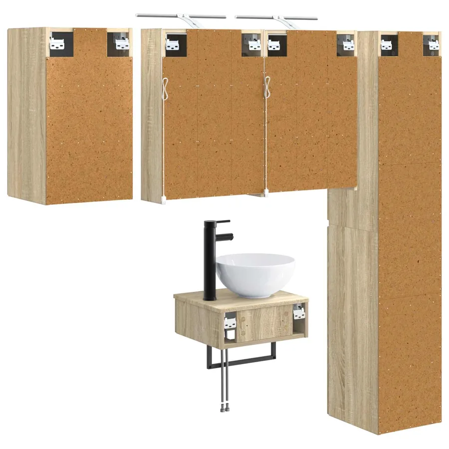 Ensemble de mobilier de salle de bain 5 pcs Chêne Sonoma - 9