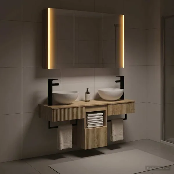 Ensemble d'armoire de salle de bain 4 pcs Chêne Sonoma