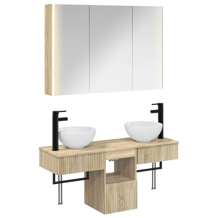 Ensemble d'armoire de salle de bain 4 pcs Chêne Sonoma - 2