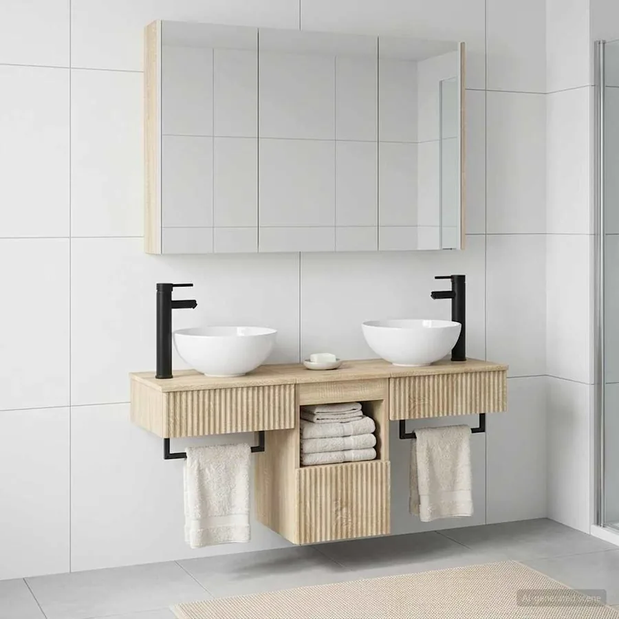 Ensemble d'armoire de salle de bain 4 pcs Chêne Sonoma - 4