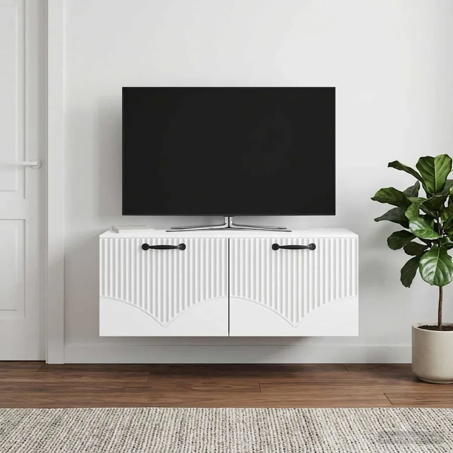 Meuble TV mural Blanc 78,5 x 41 x 30 cm Bois d'ingénierie