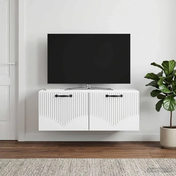 Meuble TV mural Blanc 78,5 x 41 x 30 cm Bois d'ingénierie