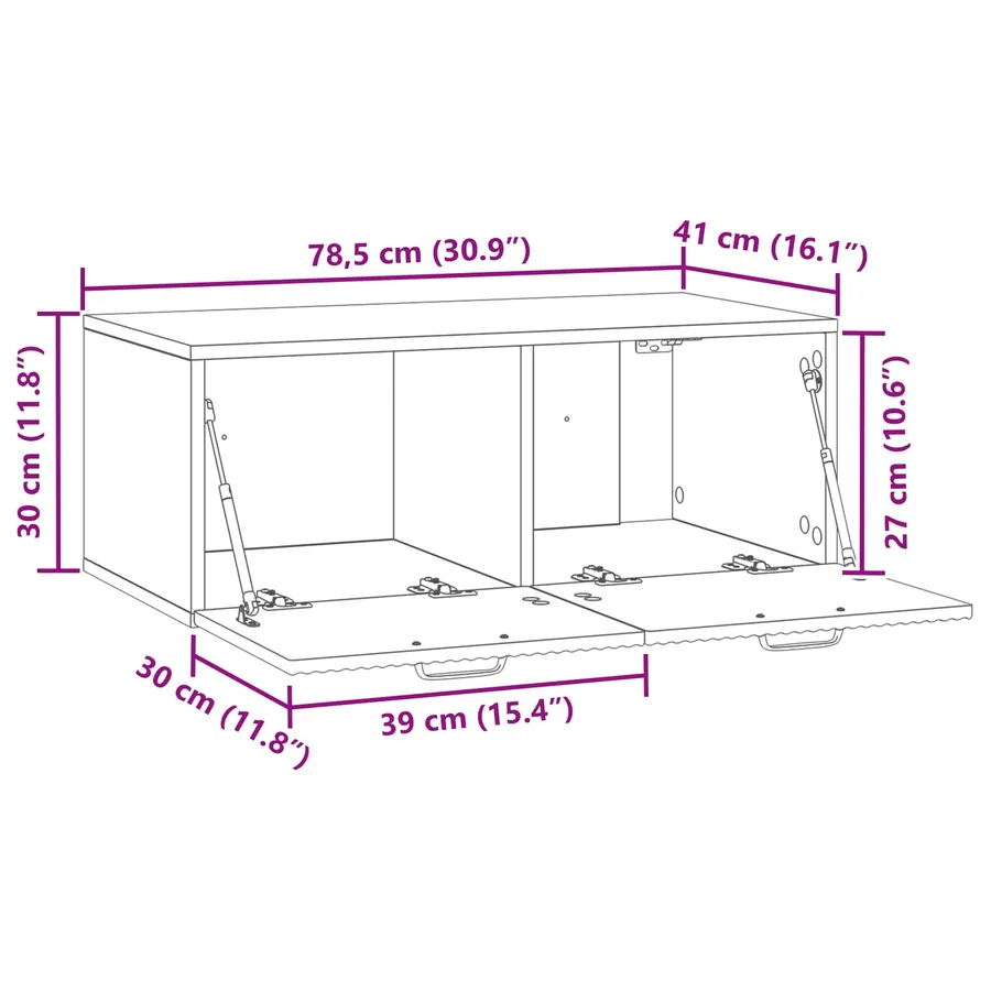 Meuble TV mural Blanc 78,5 x 41 x 30 cm Bois d'ingénierie - 8