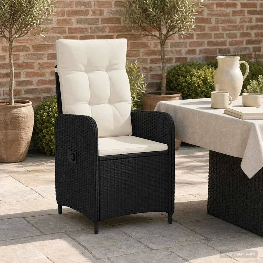 Chaise de jardin inclinable Noir et blanc crème