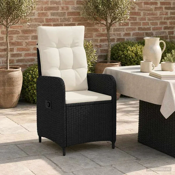 Chaise de jardin inclinable Noir et blanc crème