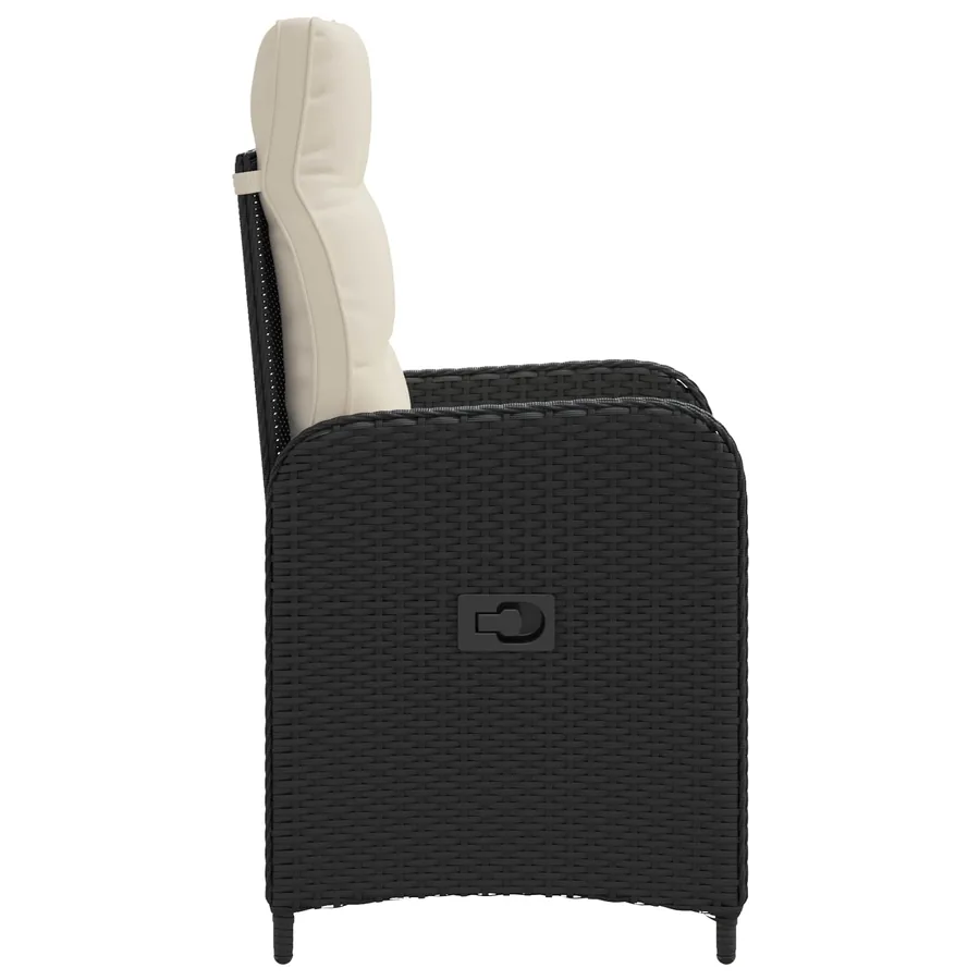 Chaise de jardin inclinable Noir et blanc crème - 5