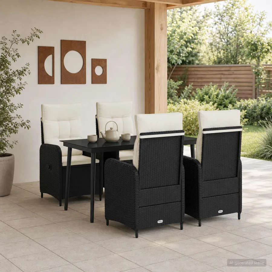 Ensemble de Tables Basses 5 pcs Noir et blanc crème