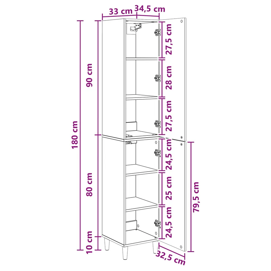 Ensemble de Meubles 2 pcs Bois ancien 33 x 34,5 x 90 cm - 9