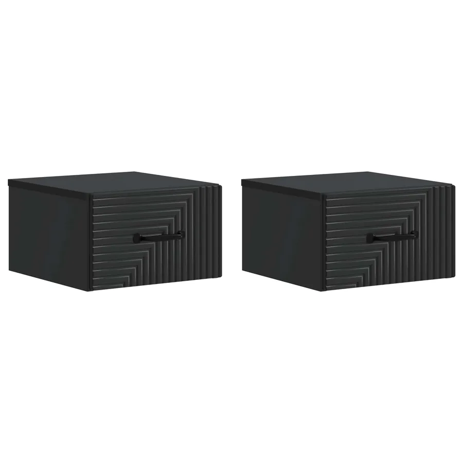 Cabinet de chevet mural 2 pcs Noir 34,5 x 33 x 20 cm - 2