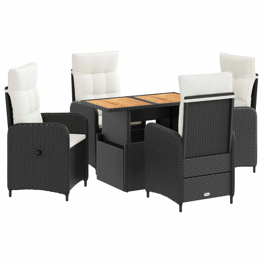 Ensemble de repas extérieur 5 pcs Noir et blanc crème - 2