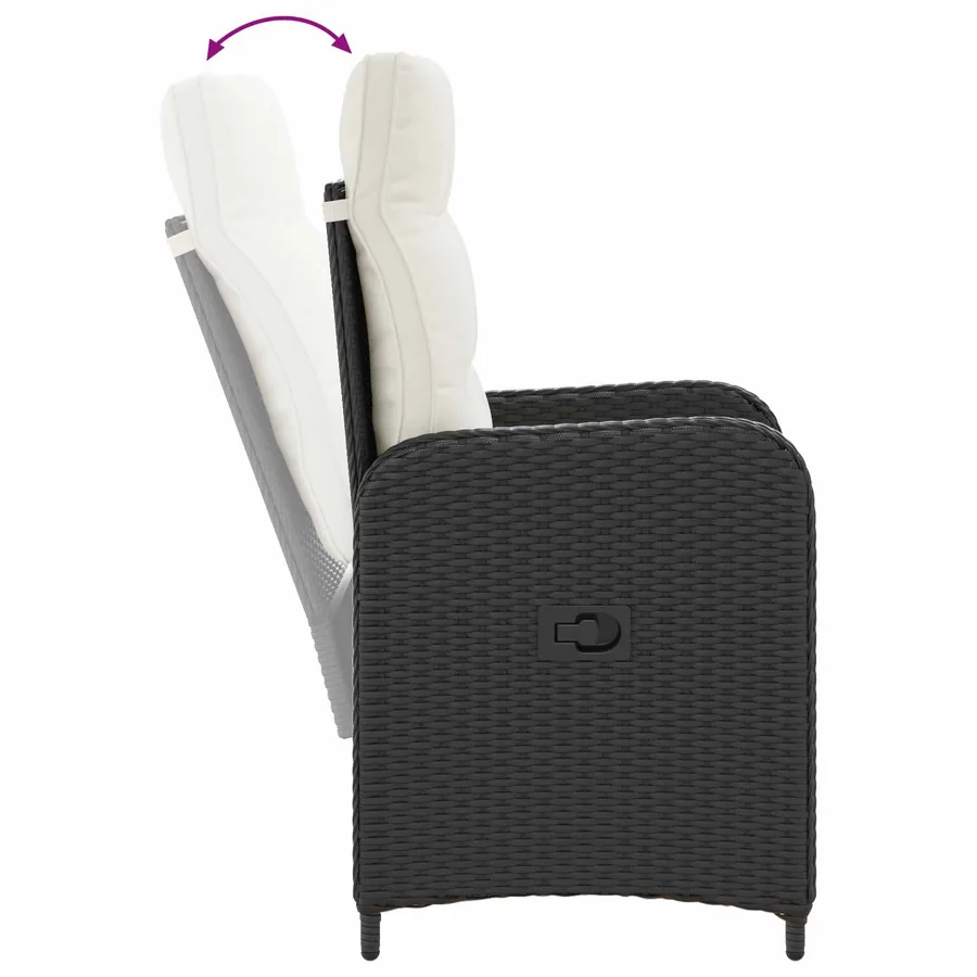 Ensemble de repas extérieur 5 pcs Noir et blanc crème - 9
