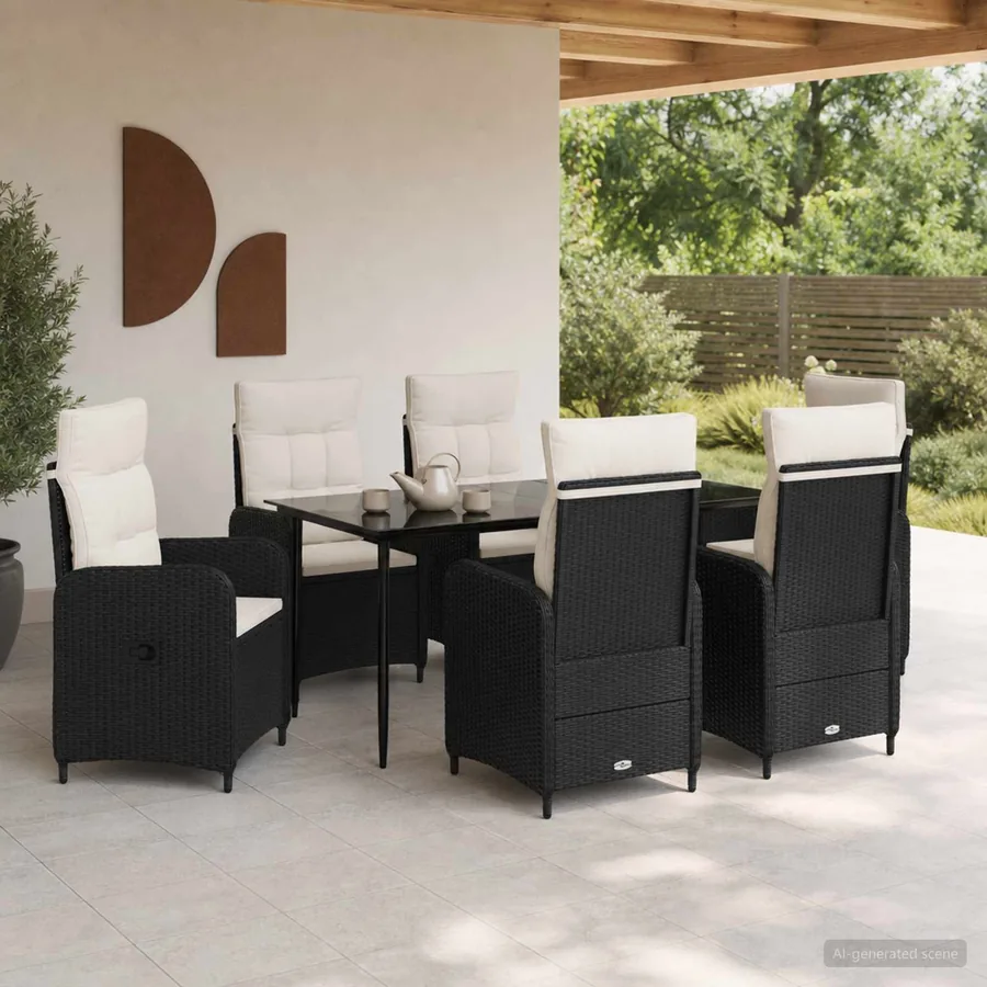 Ensemble de Tables Basses avec coussin avec oreiller 7 pcs