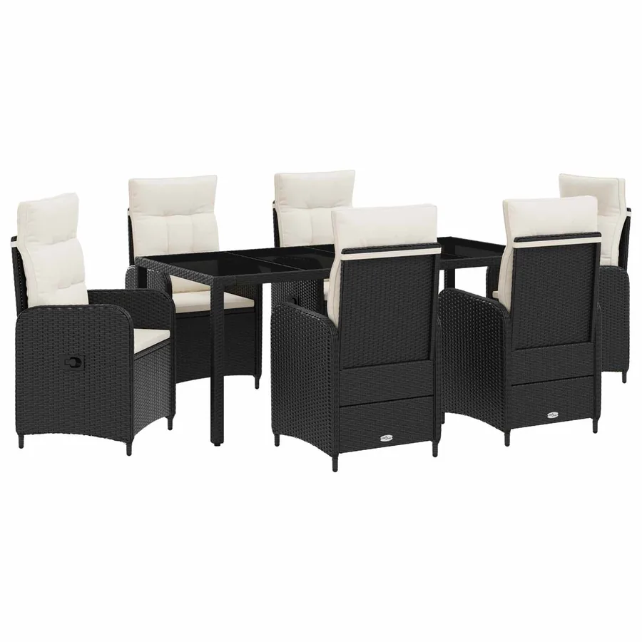 Ensemble de repas extérieur 7 pcs Noir et blanc crème - 2