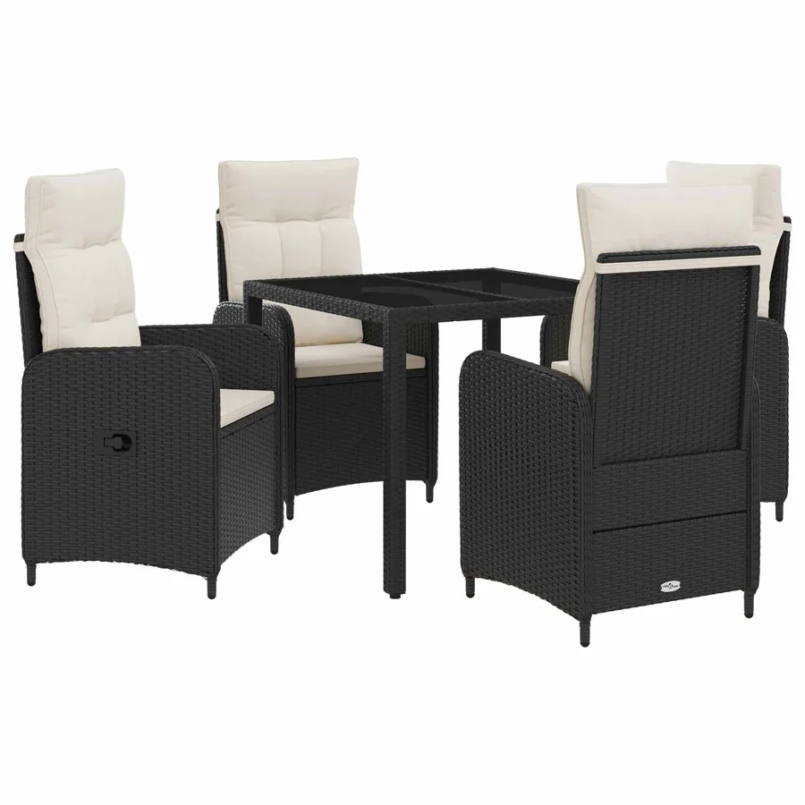 Ensemble de repas extérieur 5 pcs Noir et blanc crème - 2