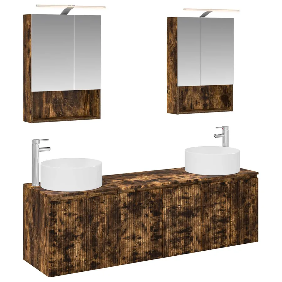 Ensemble d'armoire de salle de bain 5 pcs Chêne fumé - 2