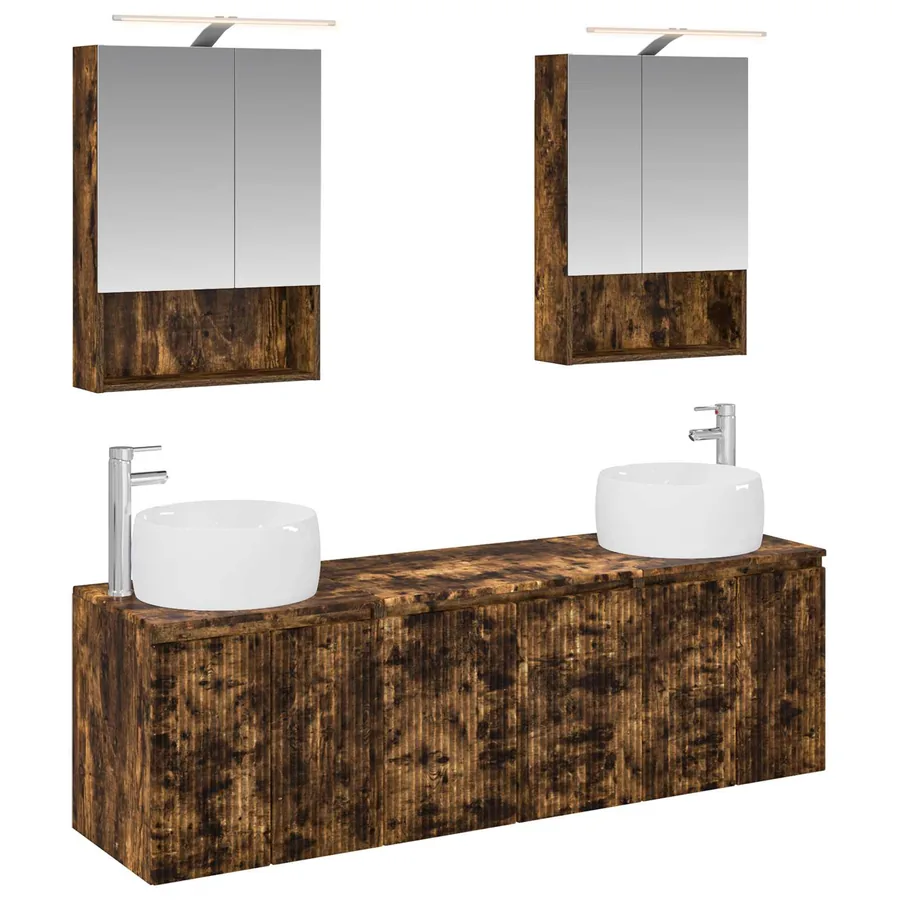 Ensemble d'armoire de salle de bain 5 pcs Chêne fumé - 2