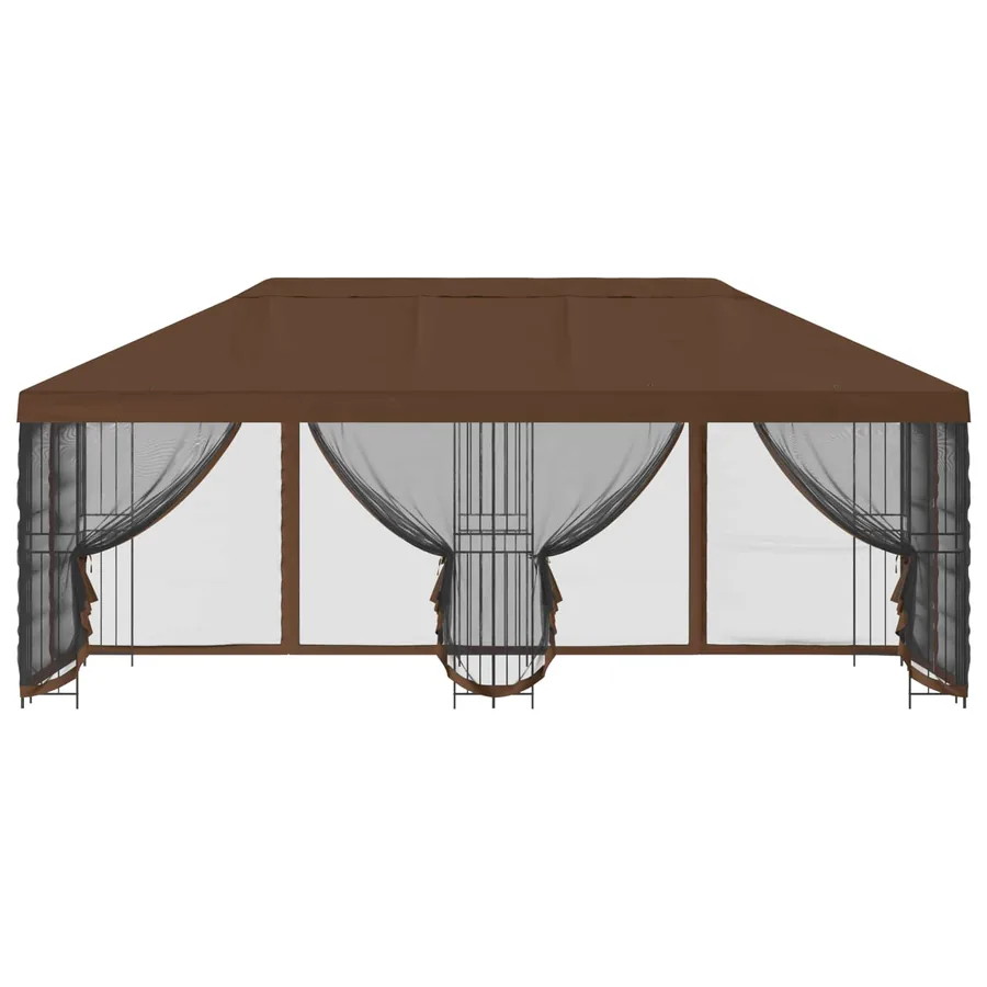 Gazebo avec murs latéraux 6 x 3 m Marron Polyester et Acier 190 - 3