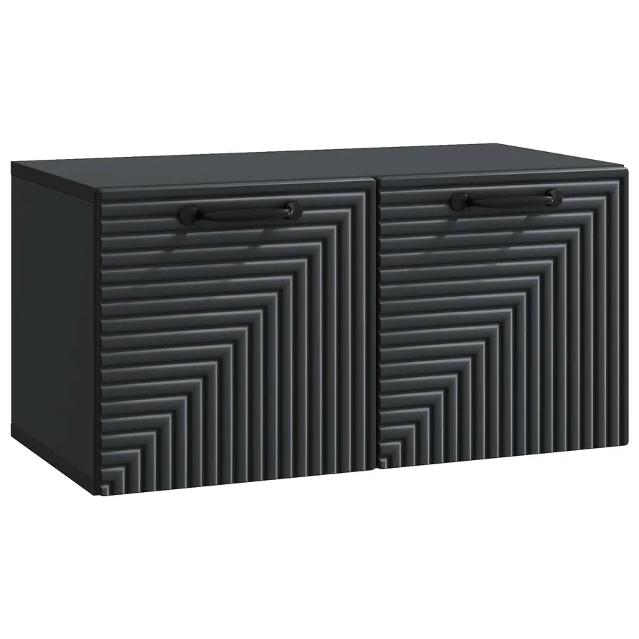 Meuble TV mural Noir 59,5 x 31 x 30 cm Bois d'ingénierie - 2