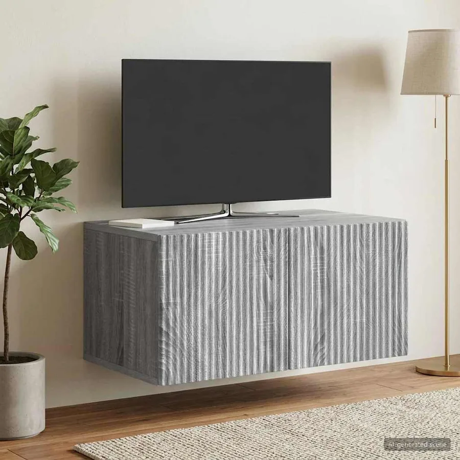 Meuble TV mural Sonoma gris 59,5 x 41 x 30 cm Bois d'ingénierie