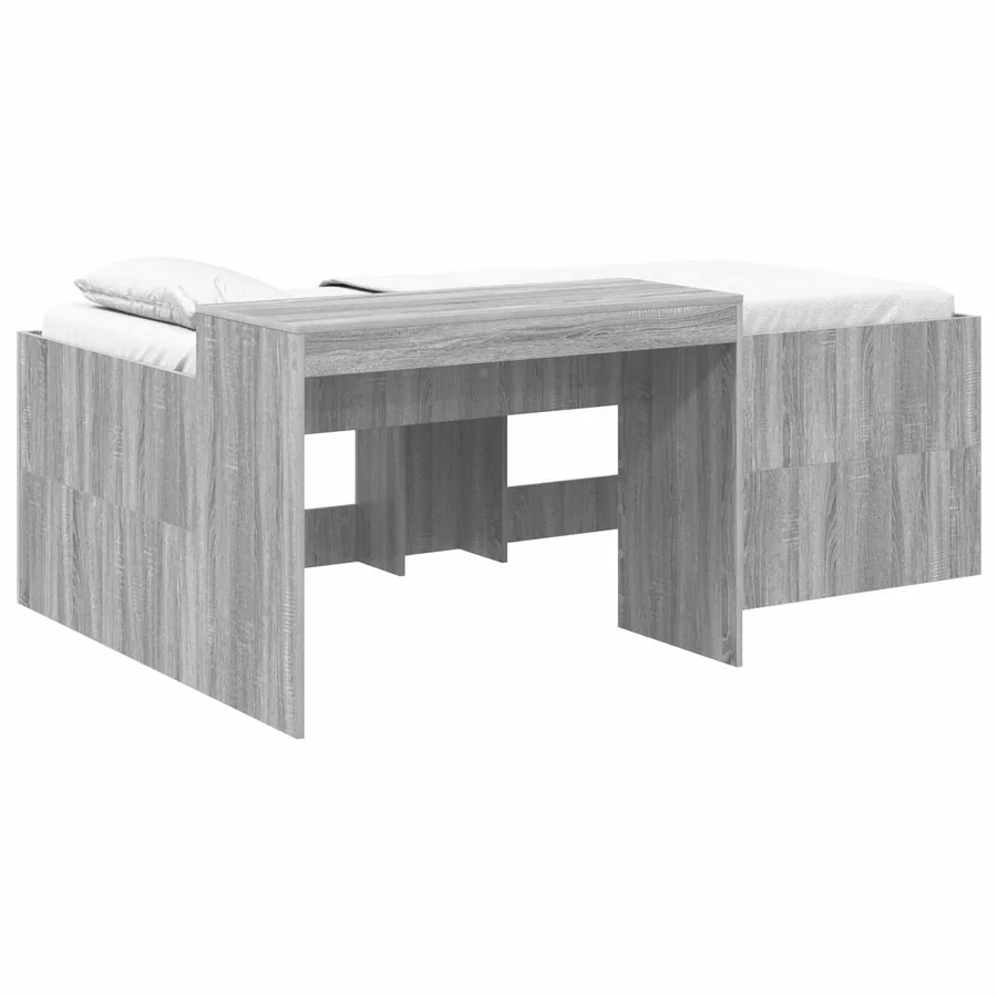 Lit haut pour enfants avec bureau Sonoma gris 75 x 190 cm - 2