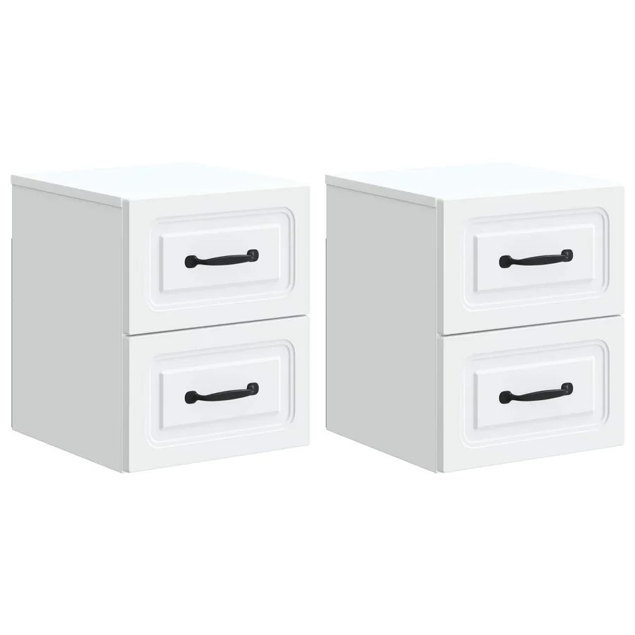 Cabinet de chevet mural 2 pcs Blanc 34,5 x 33 x 40 cm - 2